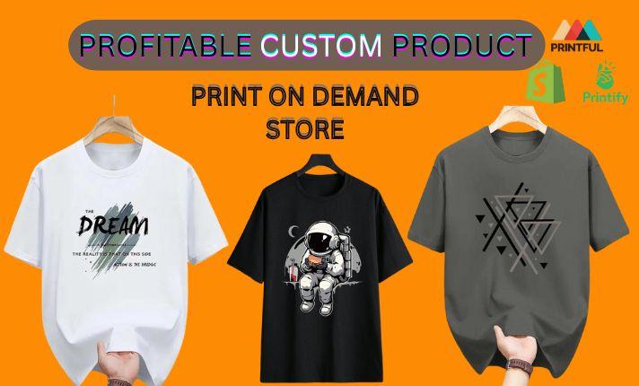 I will design a professional Shopify print on demand store with Printful or Printify