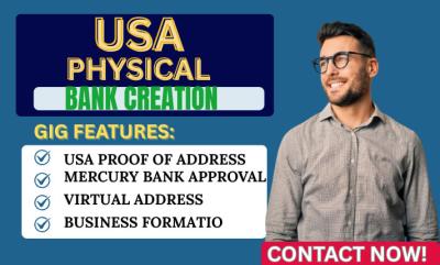 I will do USA bank creation, open stripe wise for llc owners USA proof of address