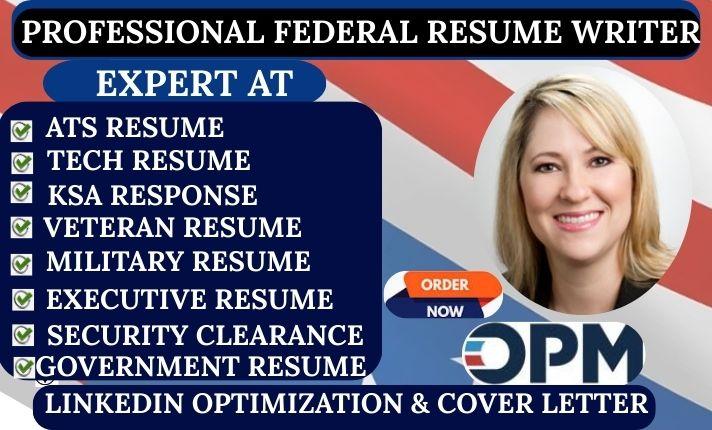 I will write federal resume executive resume milltary and government resume for usajobs