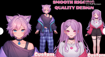 draw rig pro live2d vtuber model 3d vtuber anime vtuber model for vtuber studio