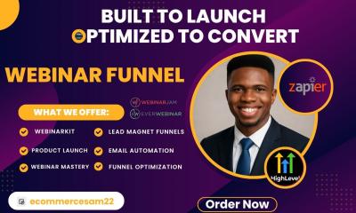 I will set up webinar funnel, everwebinar jam with mailchimp zoom zapier ghl automation
