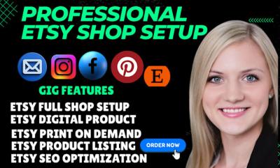 I will do etsy store creation etsy store setup etsy seo service and etsy shop setup