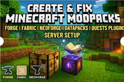 I will create fix and optimize minecraft modpack, datapack, forge fabric mods, plugin