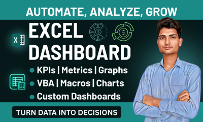 I will design professional excel dashboards with kpis interactive charts macros and vba