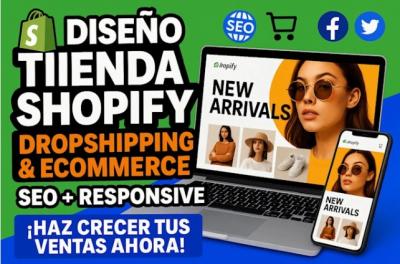 I will diseño de tienda shopify, dropshipping ecommerce y creación de sitio web