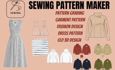 I will be your sewing pattern maker for clothing patterns, garment pattern design