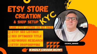 I will open etsy account creation, etsy seller account, etsy listing, etsy store setup