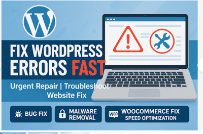 I will urgent fix website errors repair wordpress troubleshoot fix website bugs plugins