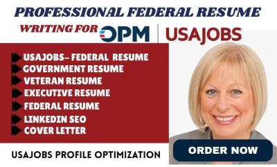 I will write federal resume for usajobs, 2 pages federal resume writing usajobs resume