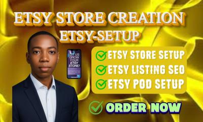 I will open a verified etsy seller account, account creation etsy listing, etsy setup