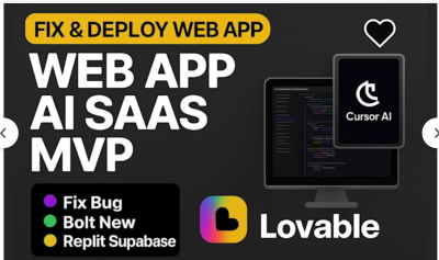 I will build web app saas mvp app lovableai fix bug bolt new replit supabase cursor ai