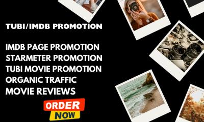 I will promote your tubi imdb page, profile promote your imdb movie improve starmeter