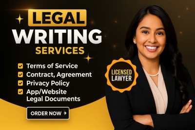 I will write legal contract, agreement, terms and condition, privacy policy as a lawyer