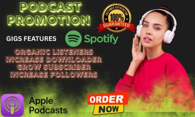 I will promote your podcast to increase organic growth, podcast marketing, sportify
