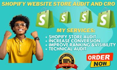 I will setup shopify shipping and tax shopify store audit for cro fix shopify issues