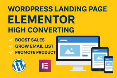 I will design a high converting wordpress elementor landing page or sales funnel