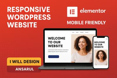 I will design responsive elementor wordpress website with pro customization