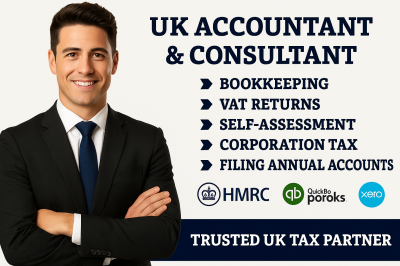 I will do UK bookkeeping, vat, self assessment, corporation tax, filing annual accounts