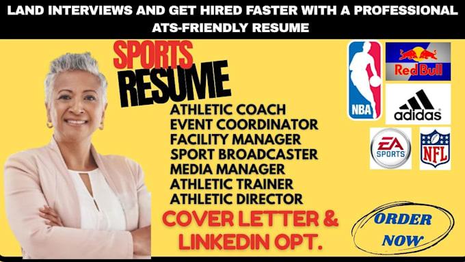 I will write athletic coach, trainer, event coordinator, manager and sport resume