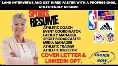 I will write athletic coach, trainer, event coordinator, manager and sport resume