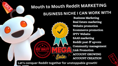 I will do reddit post for iptv, website product, saas, ecommerce, crypto game promotion