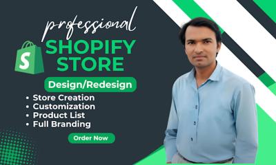I will design, redesign and customize a professional shopify store