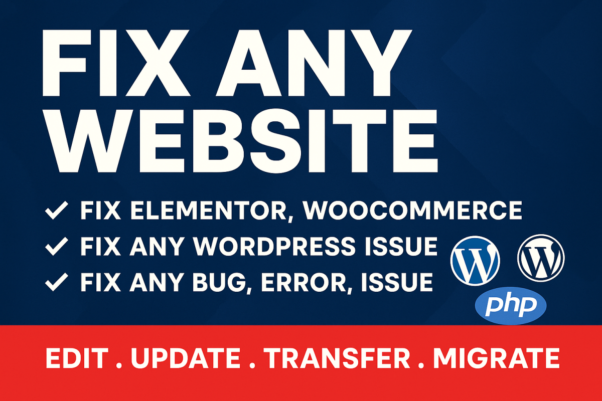 I will fix elementor, dns errors, SEO bugs, remove viruses, and improve page speed