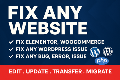 I will fix elementor, dns errors, SEO bugs, remove viruses, and improve page speed