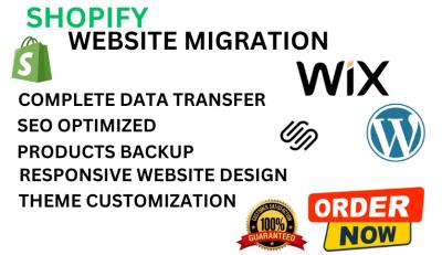 I will migrate wix to shopify woocommerce to shopify wordpress to shopify migration