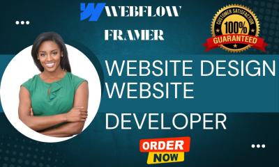 I will design develop webflow framer website figma to webflow framer developer