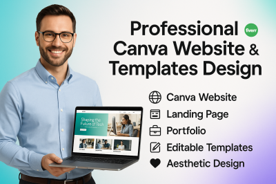 I will design canva website, landing page, portfolio, and aesthetic canva templates