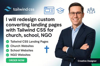 I will redesign high converting tailwindcss strong cta landing pages for church,school