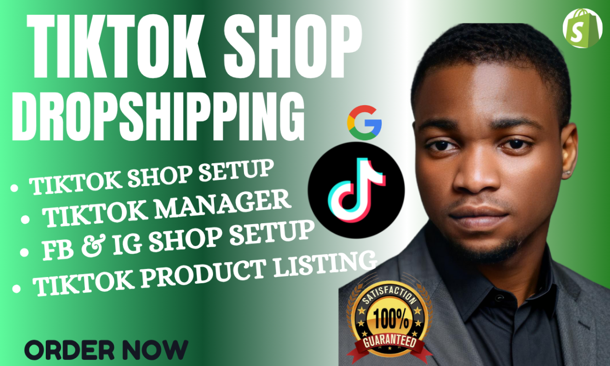 I will set up tiktok shop, shopify tiktok dropshipping shop and mange tiktok shop