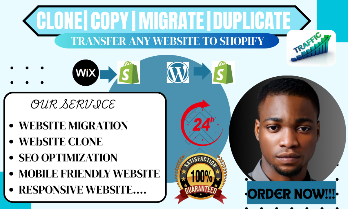 I will design top ranking wix business website clone migrate squarespace to shopify