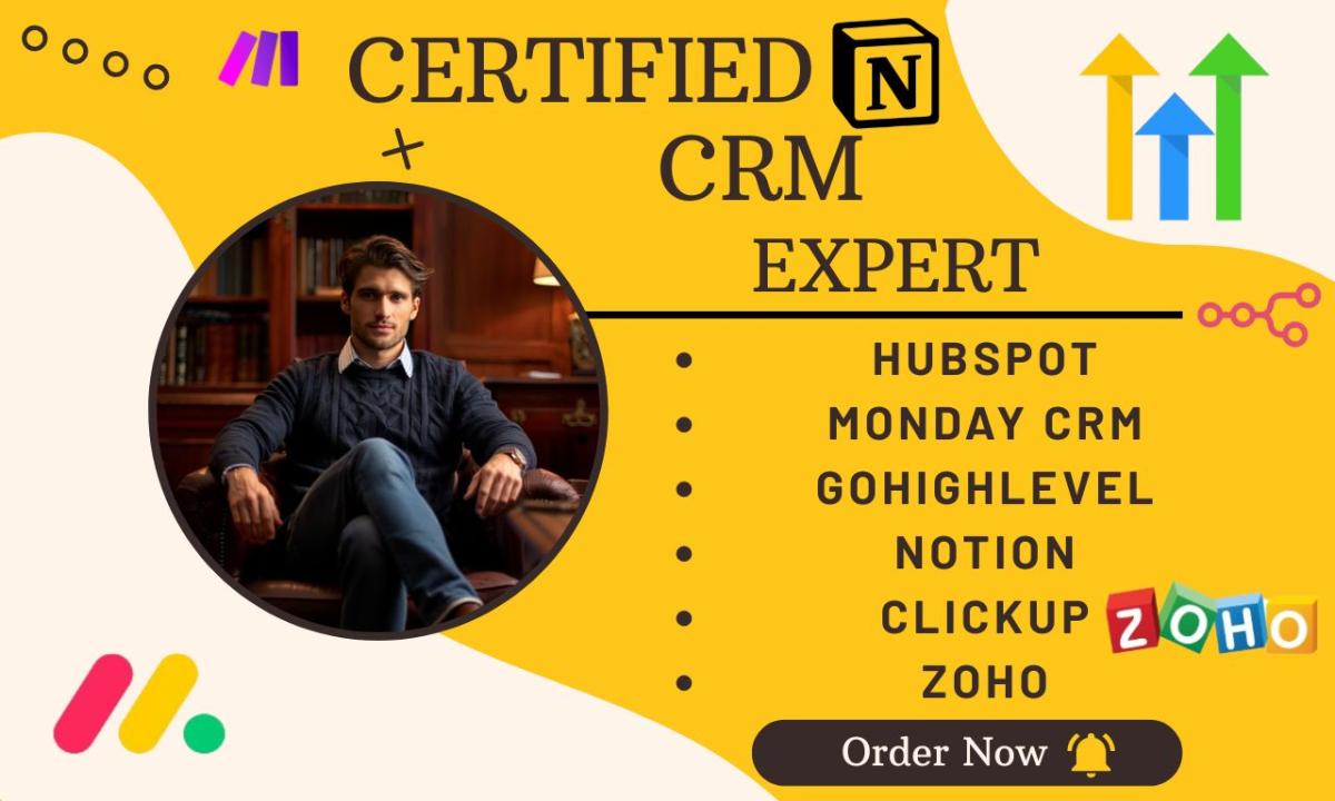 I will monday crm, project management, automation, gohighlevel, hubspot crm,n8n, notion