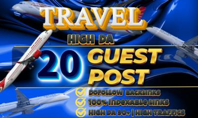 I will build high da travel seo backlinks on UK and USA travel blogs, travel guest post