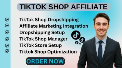 I will setup tiktok affiliate marketing tiktok shop drop shipping tiktok shop manager