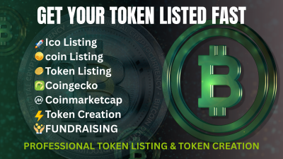 I will handle fast ico, coin, and token listings on coinmarketcap, coingecko, mexc, etc