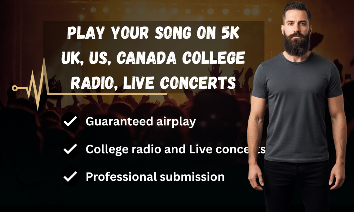 I will promote your song to 5k uk, us, canada college radio, live concerts