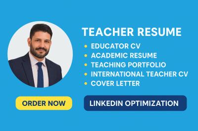 I will write academic, teacher, professors, lecturers, lecturer, education resume