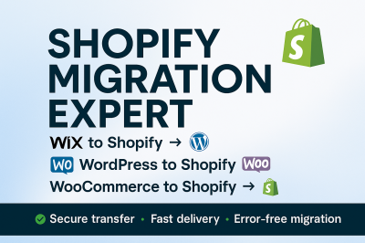 I will migrate wix to shopify wordpress to shopify woocommerce to shopify migration