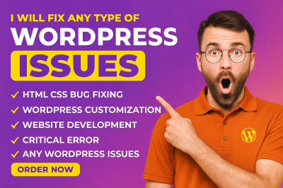I will fix wordpress, woocommerce, elementor pro, website help issues, bugs, errors