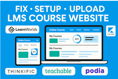fix setup learnworlds kajabi thinkific teachable podia lms online school website