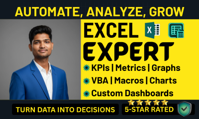 I will design dynamic custom excel dashboards, vba, macros, visualization and analysis