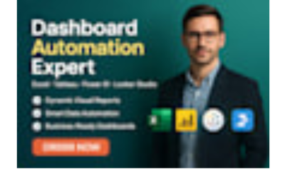 I will create dynamic dashboards and automate reports using excel tableau power bi