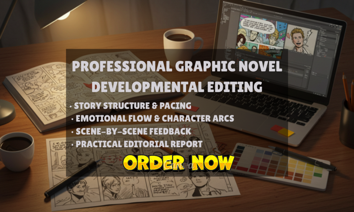 I will do graphic novel developmental editing, graphic memoir book editing for you