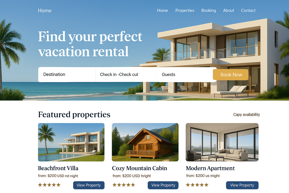 I will create vacation rental website Airbnb short term direct booking website Lodgify