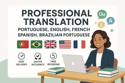 I will professionally translate English to Brazilian Portuguese accurately