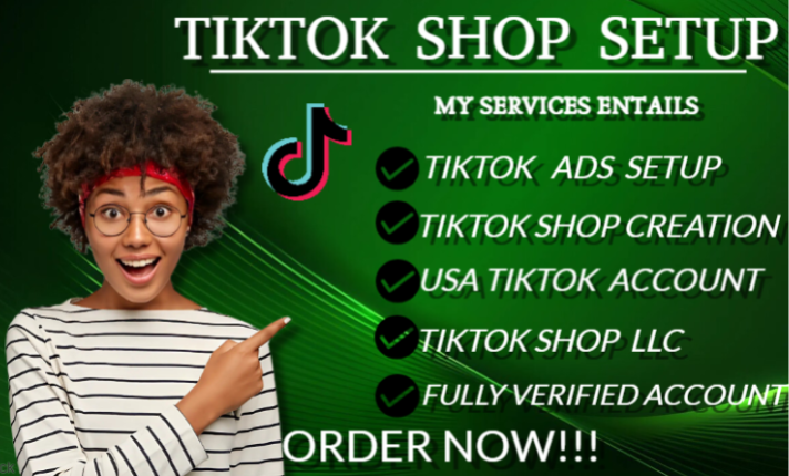 I will setup USA TikTok Shop setup TikTok Shop Manager TikTok Business Representative