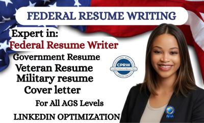 I will write federal resume, military, veteran, usajob, executive, government